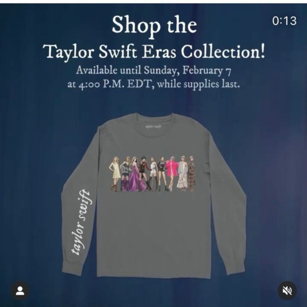 Taylor Swift evermore Eras Collection Gray Long Sleeve Shirt XXXL official